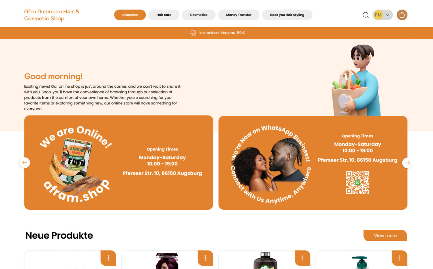Afram.shop Website auf dem Desktop