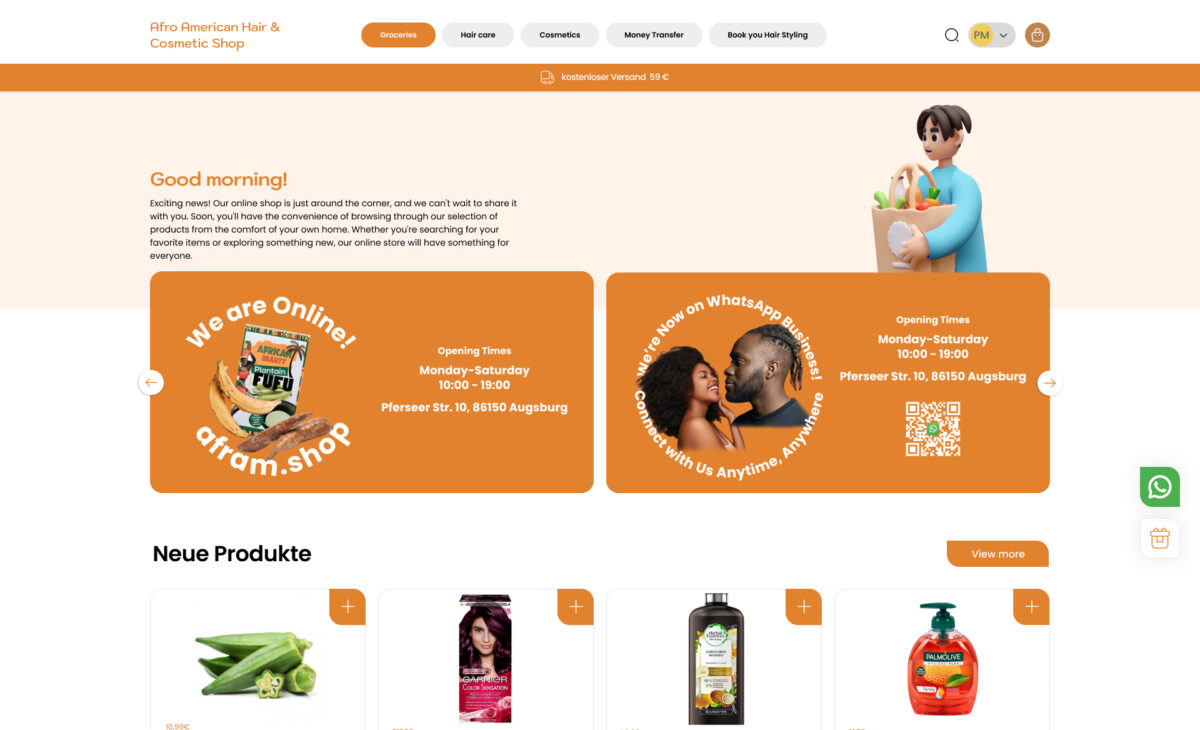 Afram.shop – Startseite des Online-Shops