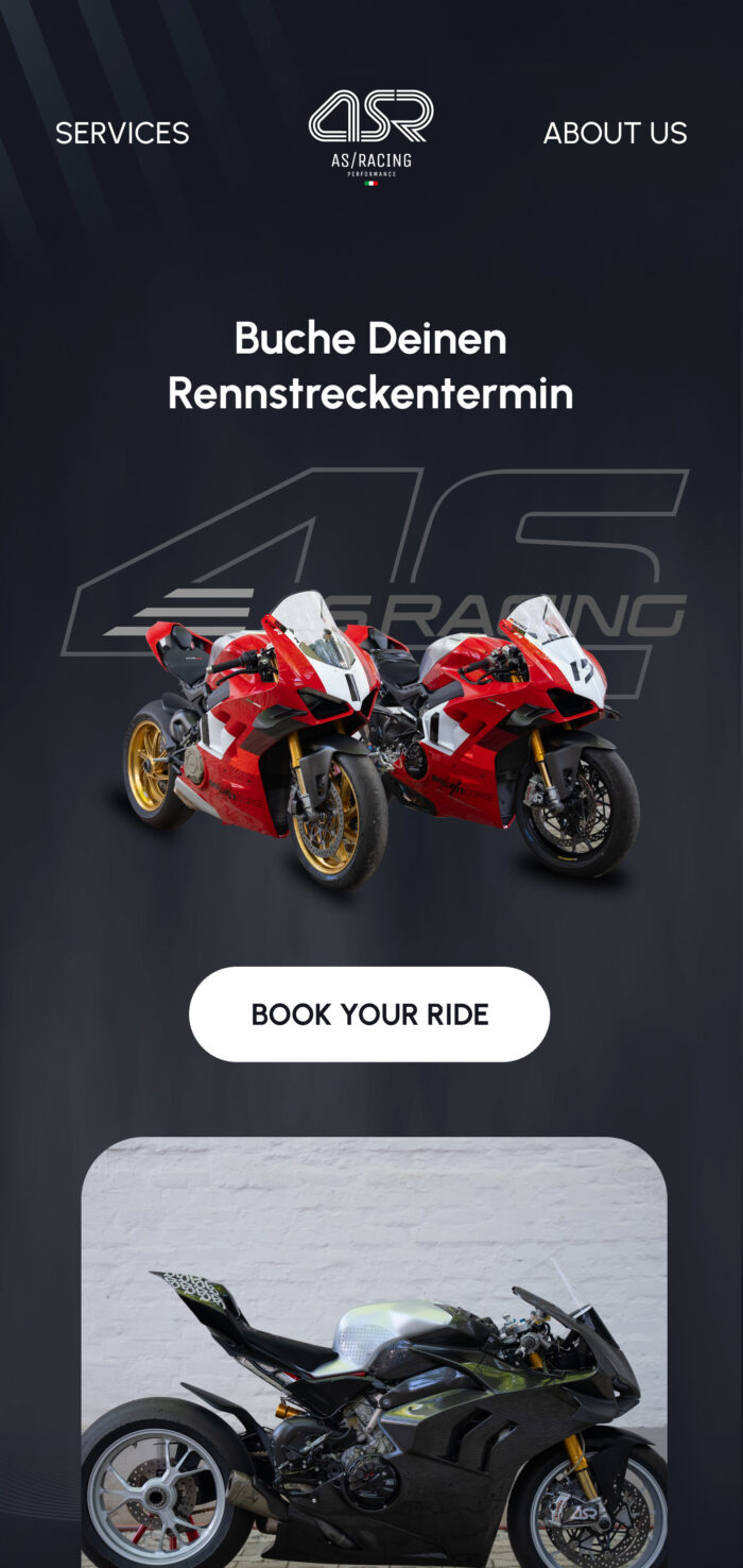 AS Racing München Website auf dem Smartphone