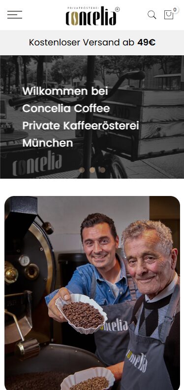 Concelia Coffee Shop auf dem Smartphone