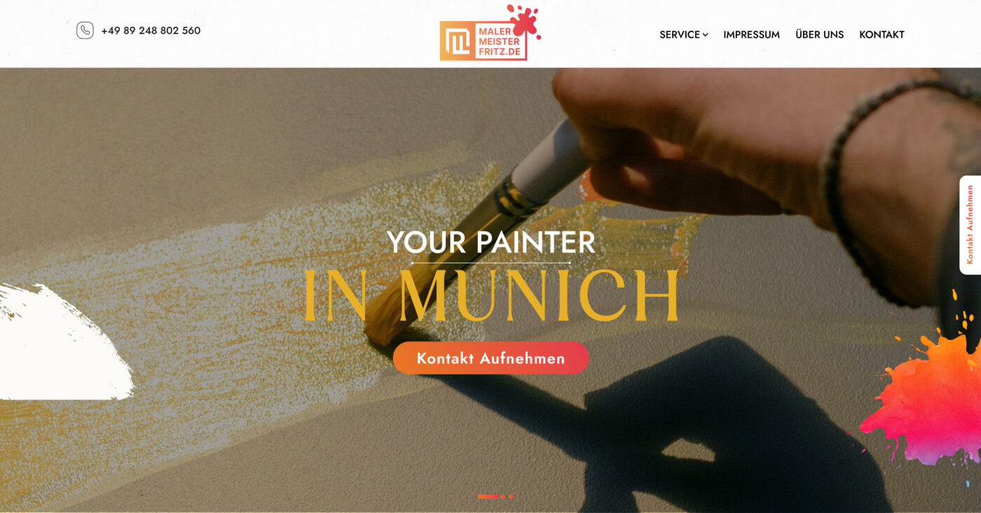 Maler Meister Fritz Website auf dem Desktop