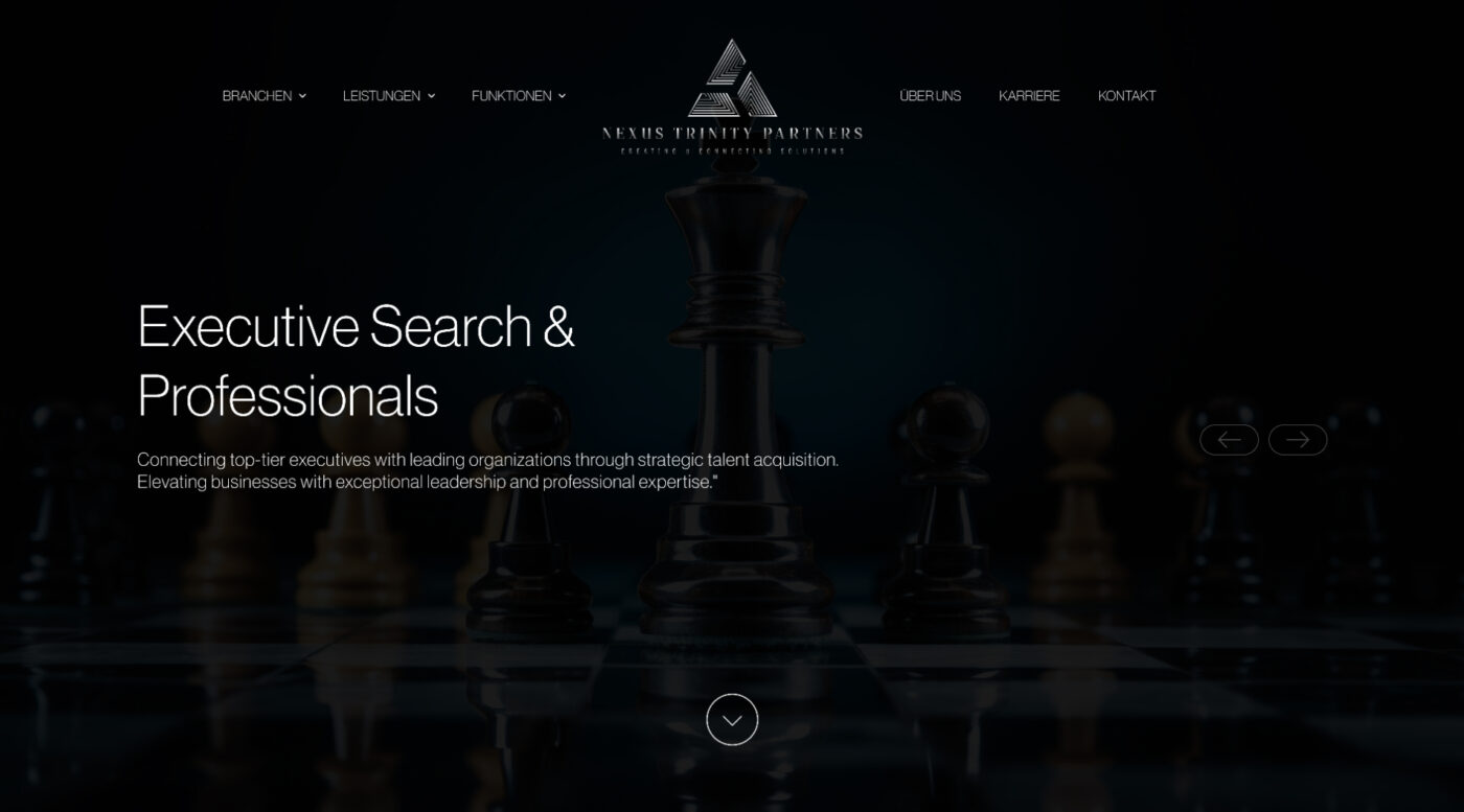 Nexus Trinity Partners Website auf dem Desktop