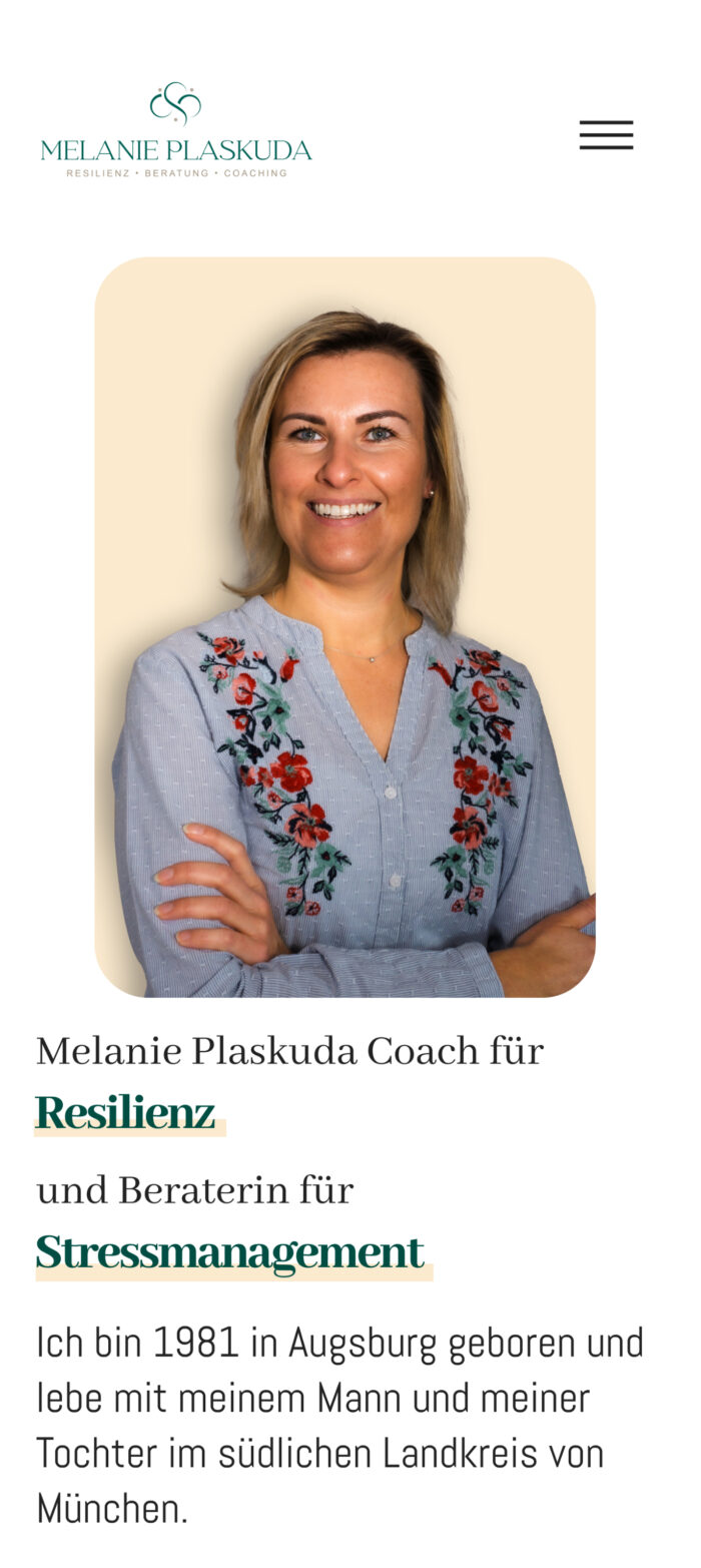 Melanie Plaskuda Website auf dem Smartphone